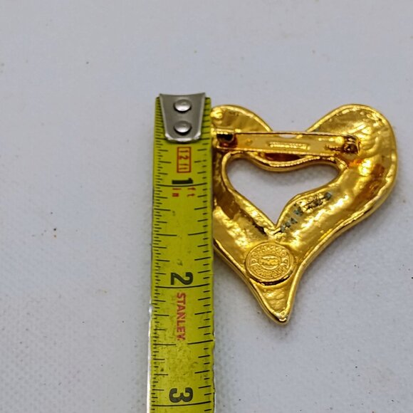 Vtg Edouard Rambaud Paris Hammered Gold Tone Heart w/Colorful Gripoix Enamel - Picture 7 of 7